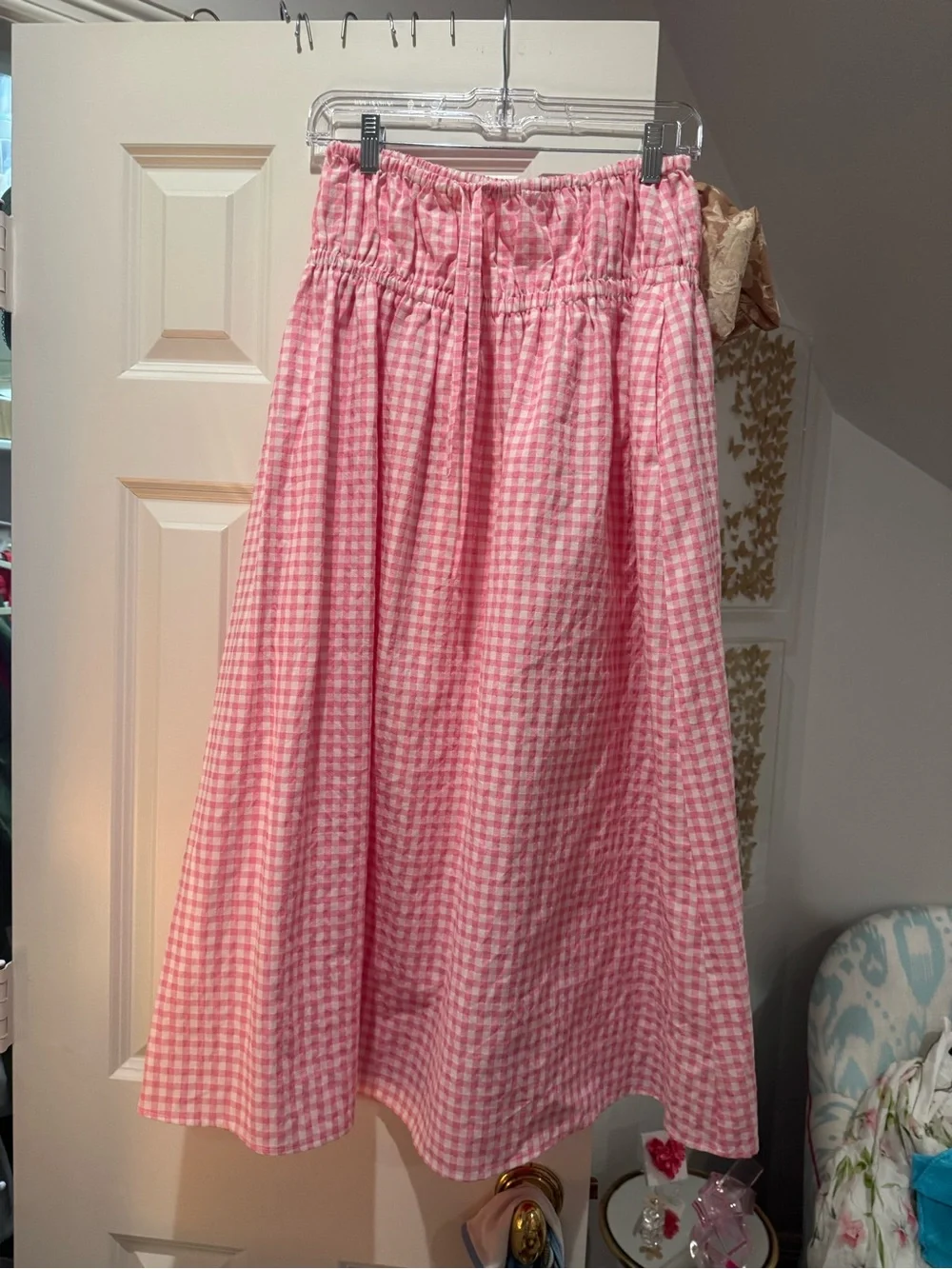 Lovers + Friends Pink Gingham Maxi Skirt